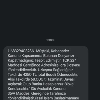 HINTELHB (SMS) Yanıltıcı İcra Tehdidiyle Karşı Karşıyayım!