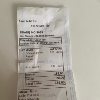 Trendyol Yemek Tatlım Gelmedi, İade Sorunu!