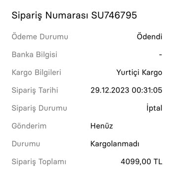 Sneaks Up Siparişim İptal Edildi
