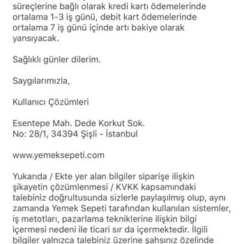 Yemeksepeti Sipariş Ve İade İşlemleriyle İlgili Yaşanan Sorunlar