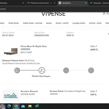 Vivense Belirttiği Tarihte Teslimat Yapmıyor!