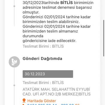 Bitlis MNG Kargo Kargo Dağıtıma Çıkarmadan Geri Gönderiyor
