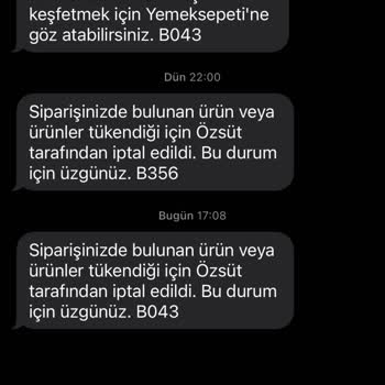 Özsüt'ün Keyfi Sipariş İptali