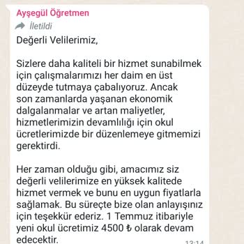 Gökkuşağı Kreş Ve Çocuk Kulubü Ücretinin 6 Ay İçerisinde 2 Katı Zam Yapılması!