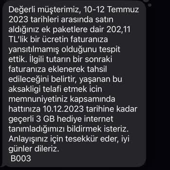 Vodafone Olmayan Paketi Fatura Ediyor