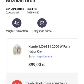 Yeni Almış Olduğum Kumtel Fanlı Isıtıcı Kronik Arıza