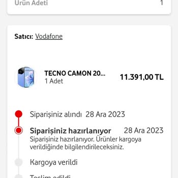 Vodafone Yanımda Ürün Kargolamıyor