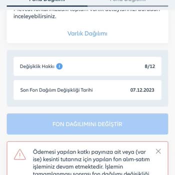 Allianz Hayat ve Emeklilik Bireysel Emeklilik Şirketi - Fon Dağılımı Güncellemesi Sorunu