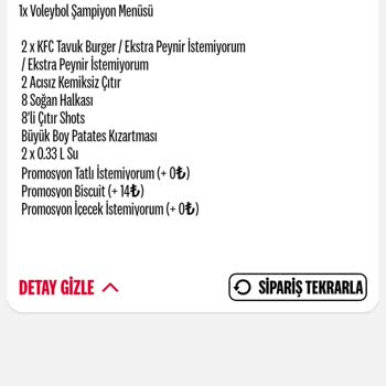 KFC İade Edilmeyen Sipariş İptali