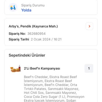 Arby's Geç Yemek Siparişi