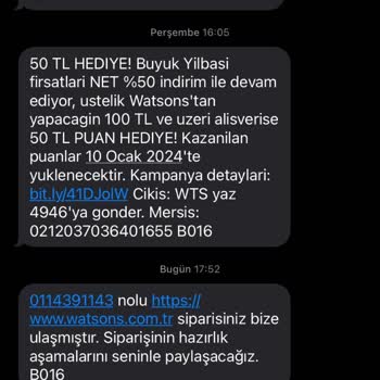 Watsons Siparişim Oluşturuldu Olarak Gözüküyor Ancak Mağazada Yok!
