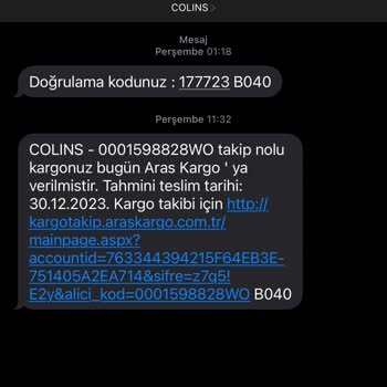 Colin's Ve Aras Kargo Siparişimi Bulamıyor.