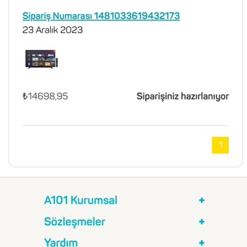 A101 Marketten Yaptığım Siparişim Gelmedi