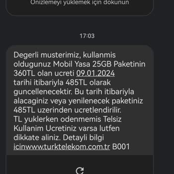 Türk Telekom Anormal Zam Tarifesi 2024