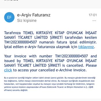Temel Kitap Kırtasiye Siparişimi İptal Ettiler.