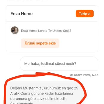 Enza Home Kargo Süreci Problemi