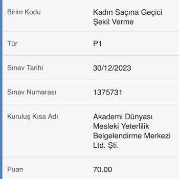 Mesleki Yeterlilik Kurumu (MYK) MYK Sınav 90 Puanla Başarısız