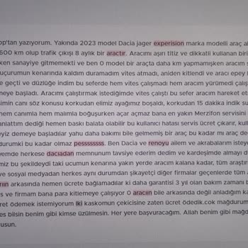Dacia Jager Baskı Balata Volan Sorunu Ve 0 Araçta Karşılaştım