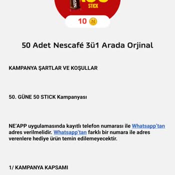Nescafe Neapp 50 Adet Kahve Kampanyası