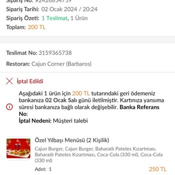 Cajun Corner Yemeğim Geç Geldi