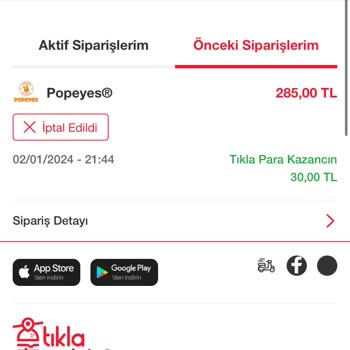 Tıkla Gelsin Sipariş İptali Yapılıp Haber Verilmemesi
