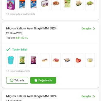 Trendyol Market-Migros Sanal Market Art Niyetli İşlemleri