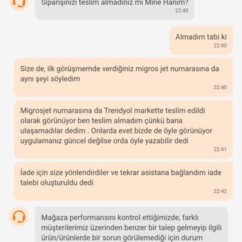 Trendyol Market-Migros Sanal Market Art Niyetli İşlemleri