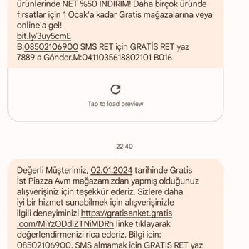 Gratis'ten Alışverişiniz İçin Teşekkürler Mesajı (Alışveriş Yapmadım)!