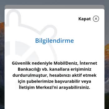 Denizbank İnternet Bankacılığı Güvenlik Nedeniyle Durdurulmuş