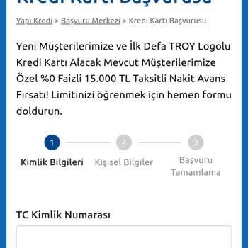 Yapı Kredi Bankası Troy Logolu Kart Taksitli Nakit Avans Şikayeti