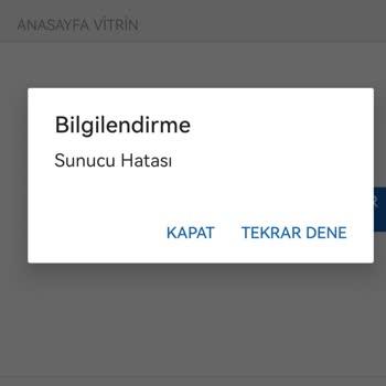Sahibinden Uygulamasının Sunucu Hatası
