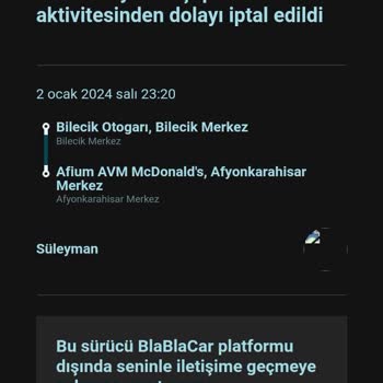 BlaBlaCar Bla Bla Üyelik Bloke