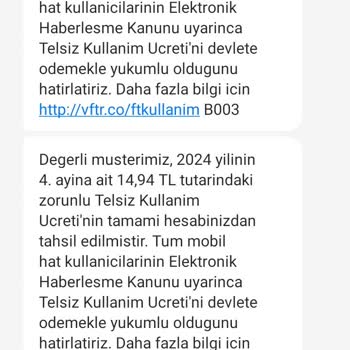 Vodafone Telsiz Kullanım Ücreti Haksız Yere