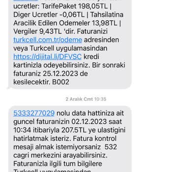 Turkcell Mobil İnternet Paketi Fatura Şikayeti