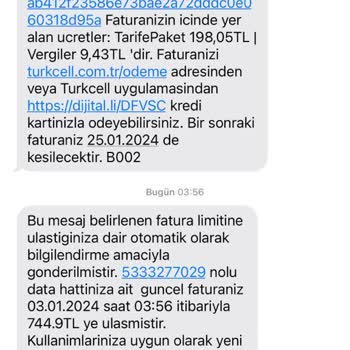Turkcell Mobil İnternet Paketi Fatura Şikayeti