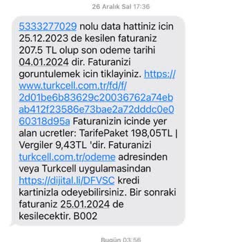 Turkcell Mobil İnternet Paketi Fatura Şikayeti