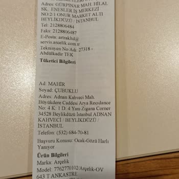 Arçelik Ocak Pişmanlık Oldu