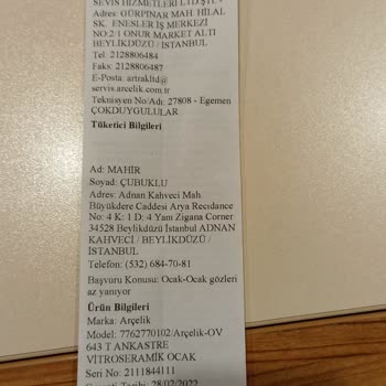 Arçelik Ocak Pişmanlık Oldu