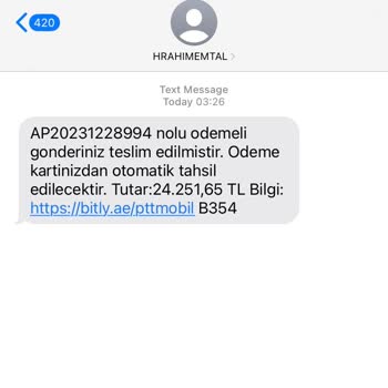 PTT Kargo Şüpheli Kargo Mesajıyla Karşı Karşıyayım!