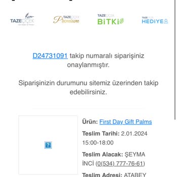 Taze Çiçek (tazecicek.com) Hayal Kırıklığına Uğratan Çiçek Siparişi