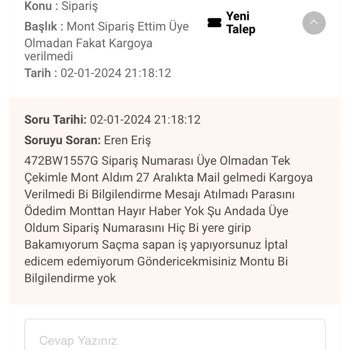 Densmood Mont Siparişi Ve Müşteri İlgisizliği