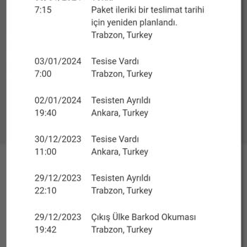 UPS Türkiye'nin Trabzon Şubesindeki Kargo Gecikmesi