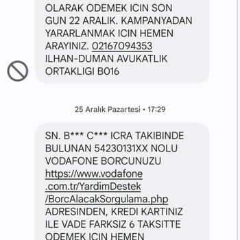 Vodafone İ**** D**** İcra Borcum Olmadığı Halde Ve