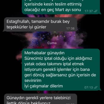Kelebek Mobilya Ürünün İptal Edilememesi