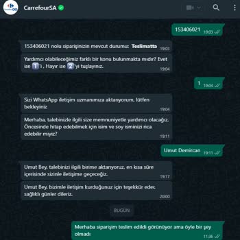 Carrefour'dan Geciken Kargo Hayal Kırıklığı