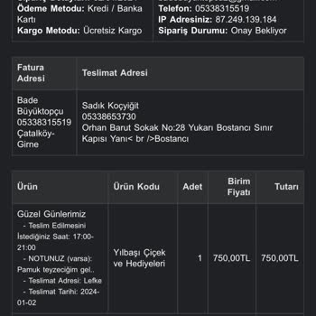 ÇiçekSepeti Argo Konuşma Teslimatta Hata Ve Mağduriyet