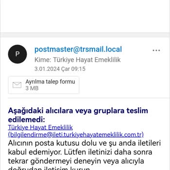 Türkiye Hayat Emeklilik Ayrılış Talebinin Yapılmaması