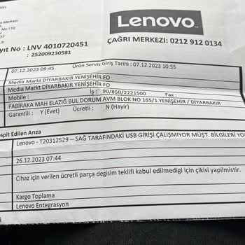 Lenovo Bilgisayar Lenovo Garanti İşlemini Yapmıyor Yalan Beyan Veriyor
