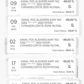 Cvmaker.com.tr Kartımdan Haberim Olmadan Para Çekilmiş