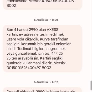 Akbank Kredi Kartım Ulaşmadı, Kurye Ve Müşteri Hizmetleri Sorunları